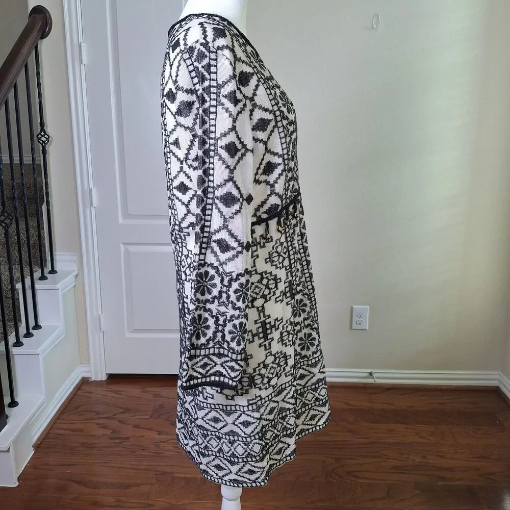 Revolve Antik Batik Dress Black White M Embroidered Tassel Boho Romantic Goth